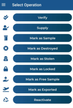 NMVS Connect mobile app operation menu
